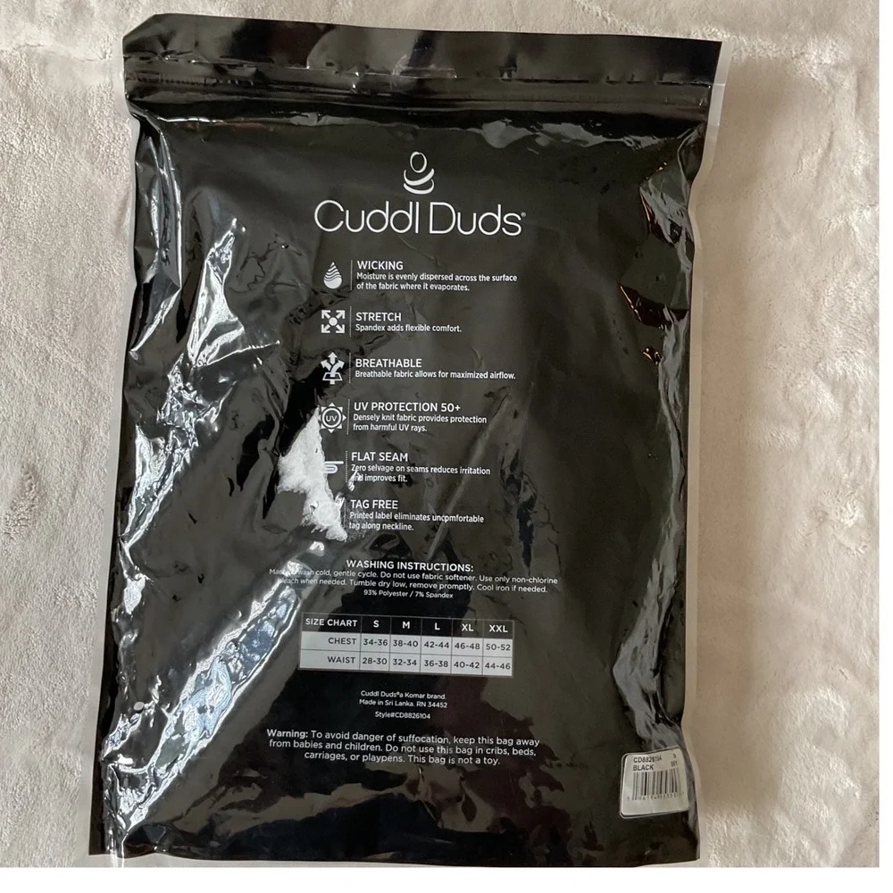 Cuddl Duds Heavyweight‎ Fleece Mens Baselayer 2-Piece Set Black Size Small